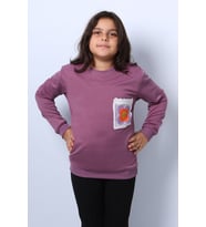 KIZ ÇOCUK SWEAT RİBANALI CEPLİ C43 (Mor)