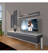 Decoraktiv Eko 7 Mdf Std Krom Ayaklı Tv Ünitesi Tv Sehpası (Beyaz - Antrasit)