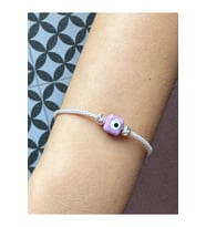 Gümüş Kazaziye Nazar Boncuklu Ve Dorika Detaylı Bileklik : Gümüş - 19 cm : Kırmızı-Gümüş - 21 cm : Gümüş - 20 cm (Mor)