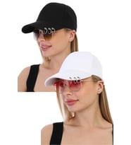 Unisex Piercing Şapka 2'li Set (Beyaz-Siyah)
