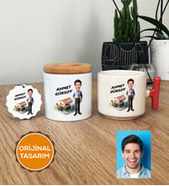 Kişiye Özel Karikatürlü Emlakçı Hediye Seti T Kupa, Kalemlik, Anahtarlık Emlakçı Hediyeleri (Pembe)