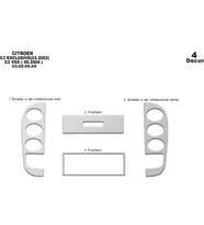 Meriç® Citroen C2 / C3 Ön Torpido Kaplama Maun 4 Parça 2002-2004 (Alüminyum)