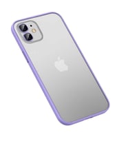 Apple iPhone 12 Kılıf Retro Kenar ve Lens Koruyucu Renkli Kılıf (Lila)