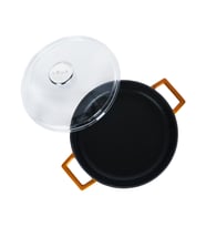 Lava Döküm Çok Amaçlı Yayvan Tencere. Glaze Serisi Çap(Ø)24cm. - Kırmızı (Turuncu)