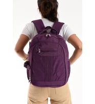 Unisex Sırt Çantası 40*30 Cm Okul Çantası Günlük Spor Çantası Klinkır Kumaş Hafif Çok Cepli Su İtici (Mor)