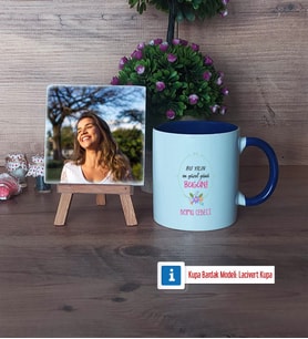 Doğum Günü Hediyesi Fotoğraflı Dekoratif Taş, Kupa Bardak Beyaz Hediye (Model 3)