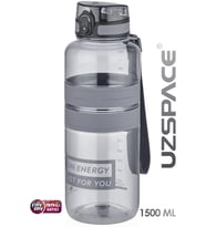 Uzspace Tritan Su Matarası 1500ml 1.5 Litre Mega Boy Yenilenen Renkler (Gri)