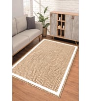 Dijital Kaymaz Taban Yıkanabilir Renkli Salon Halısı Mutfak Halısı Yolluk ND-SD-344 (Krem)