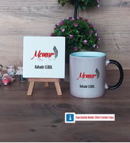 Memur Dekoratif Taş, Kupa Bardak Kırmızı Hediye (Model 8)