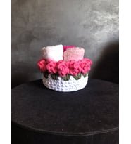 Pembe  Örgü Sepet  Organizer Dekor Solmayan  (Pembe)
