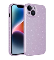 Apple iPhone 14 Plus Kılıf Kamera Korumalı Simli Lüks Koton Kılıf (Lila)