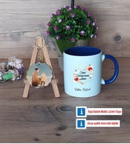Anneye Doğum Günü Hediyesi Kupa Bardak Beyaz ve Fotoğraflı Ahşap Anahtarlık Hediye (Model 3)
