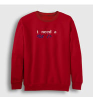 Presmono Unisex Beyaz Need A Break Html Developer Yazılımcı Sweatshirt 361520tt (Kırmızı)