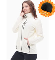 Ghassy Co. Kadın Tam Fermuarlı Polar Ceket 24 Renk (Beyaz)