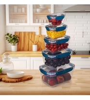 5'li Master Dikdörtgen Saklama Kabı (550 ml - 1000 ml - 1800 ml - 3000 ml - 5000 ml) (Mavi)