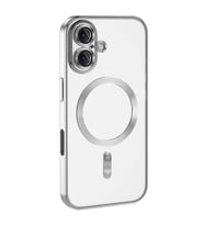 iPhone 16 Plus Kılıf Kamera Korumalı Magsafe Parlak Luxury Kılıf (Gümüş)