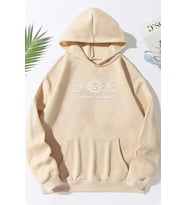 Unisex Celestial Sun Moon Baskılı Sweatshirt (Bej)