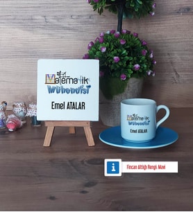 Matematik Mühendisi Dekoratif Taş, Türk Kahvesi Fincanı Kırmızı İsme Özel Hediye (Model 3)