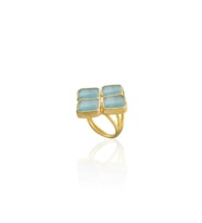 Kadir Jewellery 22 Ayar Altın Kaplama Kadın Zirkon Taşlı Yüzük (Açık Mavi)