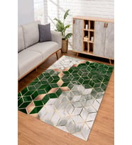 Dijital Kaymaz Taban Yıkanabilir Renkli Salon Halısı Mutfak Halısı Yolluk ND-SD-398 (Yeşil)