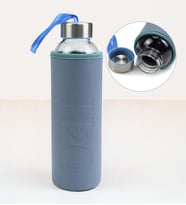 Deri Kılıflı 500 Ml Cam Matara (Mavi)