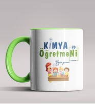 Kişiye Özel Kimya Öğretmeni Temalı Siyah Renk Kupa Bardak 7 (Yeşil)