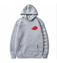 AMOR MAN ÖZEL TASARIM KAPÜŞONLU JAPON ANİME BULUT BASKILI OVERSİZE ERKEK SWEATSHIRT (Gri)