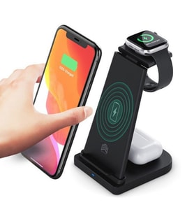ALLY 15W 3in1 Sarj Standi Wireless Kablosuz Sarj iPhone+iWatch+AirPods YM-UD21 (Siyah)