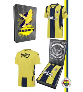 Fenerbahçe Orijinal Unisex 2024-2025 Yeni Sezon Çubuklu Forma Hediyelik Kutulu (Lacivert-Sarı)