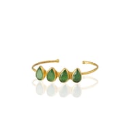 Kadir Jewellery 22 Ayar Altın Kaplama Zirkon Taşlı Ayarlanabilir Trend Bilezik (Yeşil)