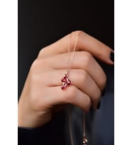 Papatya Silver 925 Ayar Gümüş Rose Kaplama Doğum Taşlı Kübik Drop Kolye (Pembe)
