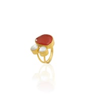 Kadir Jewellery 22 Ayar Altın Kaplama Kadın Zirkon Taşlı Yüzük-El İşçiliği Ve Özel Tasarım (Kırmızı)