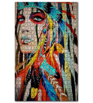 Cakapuzzle Kızılderili Kız Şekilli Ahşap Zeminde Görsel Puzzle Yapboz MDF(Ahşap) (500 Parça)