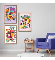 3'lü Ahşap Lamine Çerçeveli Mdf Tablo Pablo Picasso Renkli Portre (Ahşap)