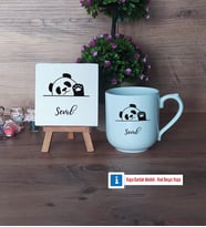 Sevimli Panda Dekoratif Taş, Kupa Bardak Kırmızı Hediye (Model 4)