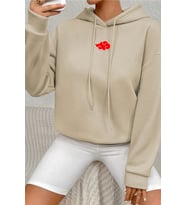 Unisex Ninja Akatsuki Sırt Baskılı Sweatshirt (Bej)