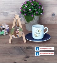 Doğum Günü Hediyesi Türk Kahvesi Fincanı Ahşap Altlıklı ve Fotoğraflı Ahşap Anahtarlık Hediye (Model 4)