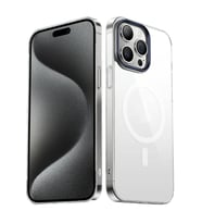 iPhone 15 Pro Kılıf Wireless Şarj Özellikli Şeffaf G-Glass Kılıf (Lacivert)