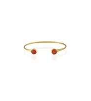 Kadir Jewellery 22 Ayar Altın Kaplama El İşçiliği Zirkon Taşlı Kadın Charm Bileklik (Kırmızı)