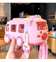 500ml Sevimli Karikatür Taşınabilir Otobüs Tasarımlı Su & Meşrubat Matarası (Pembe)