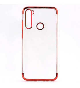 Redmi Note 8T Kamera Korumalı Köşeleri Renkli Şeffaf Kılıf (Kırmızı)