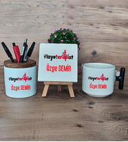 Fizyoterapist Hediye Sepeti Kupa Bardak T Kulplu, Kalemlik ve Dekoratif Taş Tıp Bayramı Hediyesi (Model 6)