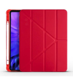 Ceponya Apple iPad Air 4 Kılıf 10.9 4 Nesil 2020 Kalem Bölmeli Smart 1-1 (Kırmızı)