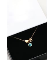 Papatya Silver 925 Ayar Gümüş Mini Üç Boyutlu Harf Kalp Doğum Taşlı Kolye (Gold)
