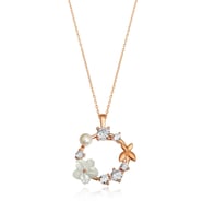 MANOLYA ÇİÇEĞİ GÜMÜŞ KOLYE   925 Ayar Gümüş Kolye (Beyaz-Rose Gold)