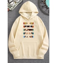 Unisex Cosplay Haikyuu Baskılı Sweatshirt (Bej)