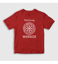 Presmono Unisex Çocuk Beyaz Warrior Heilung T-Shirt 415000tt (Kırmızı)