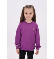 Toontoy Kız Çocuk Nakışlı Sweatshirt (Mor)