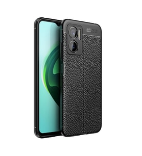 Xiaomi Redmi Note 11E Kılıf Deri Tarzı Niss Silikon Case Kapak (Siyah)