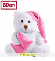 80 cm Yastıklı Uyku Arkadaşı Peluş Ayıcık (Pembe)